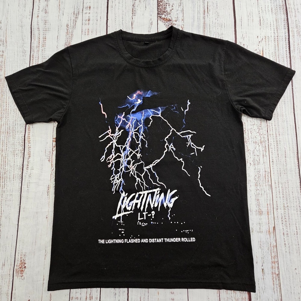 Lightning Flashed Thunder Rolled Black Short Sleeve T-Shirt Men's M